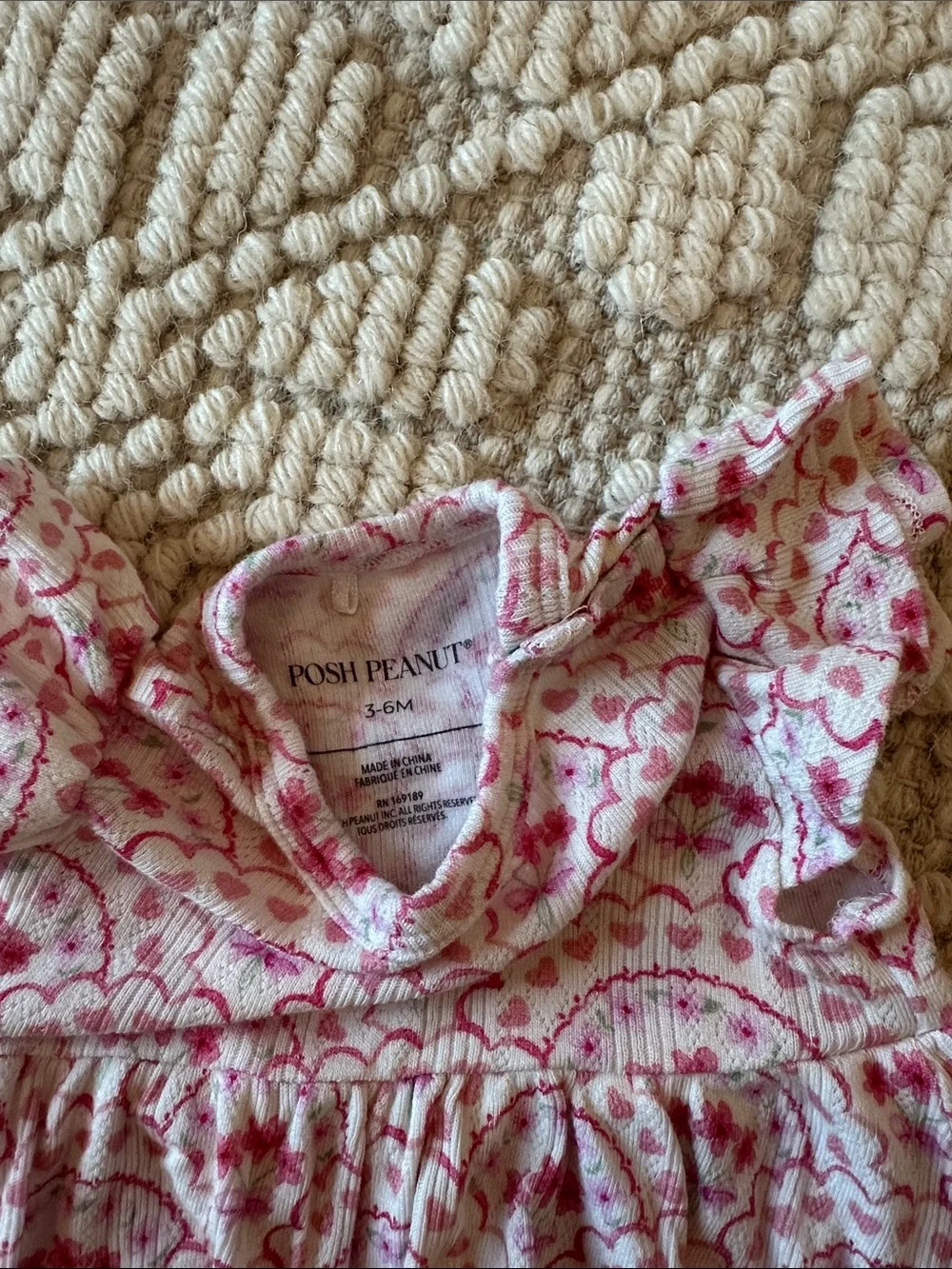 Posh peanut baby Pink Floral Ruffle Top & Bloomer Set